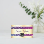 Luxe Gold Effect en Paarse Glitter met Logo Visitekaartje (Staand voorkant)
