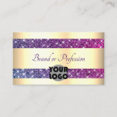 Luxe Gold Effect en Paarse Glitter met Logo Visitekaartje (Voorkant)