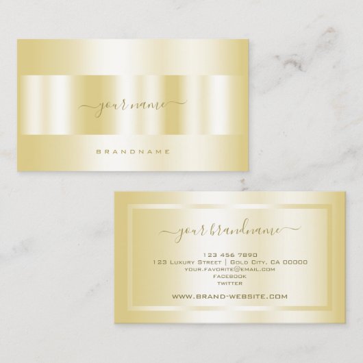 Luxe Gold Effect Kalligrafie Script Handtekening Visitekaartje (Voorkant / Achterkant)