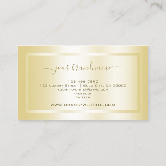 Luxe Gold Effect Kalligrafie Script Handtekening Visitekaartje (Achterkant)