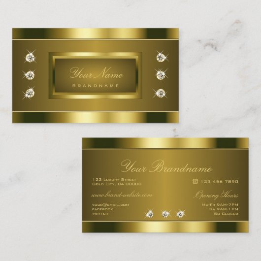 Luxe Gold-effect met Bright Faux Rhinestones Visitekaartje (Voorkant / Achterkant)