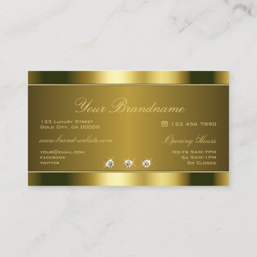 Luxe Gold-effect met Bright Faux Rhinestones Visitekaartje (Achterkant)