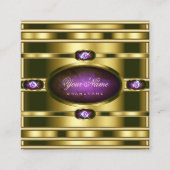 Luxe Gold-effect met donkerPaarse marmerpatroon Vierkante Visitekaartje (Voorkant)