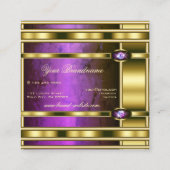 Luxe Gold-effect met donkerPaarse marmerpatroon Vierkante Visitekaartje (Achterkant)