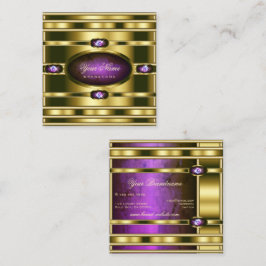 Luxe Gold-effect met donkerPaarse marmerpatroon Vierkante Visitekaartje