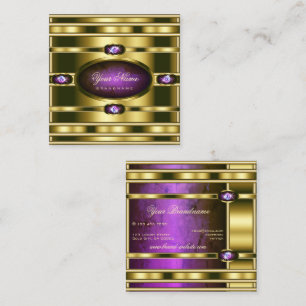 Luxe Gold-effect met donkerPaarse marmerpatroon Vierkante Visitekaartje