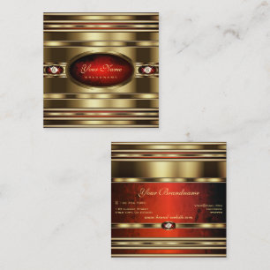Luxe Gold Effect Rood Marmer Faux Strass Vierkante Visitekaartje