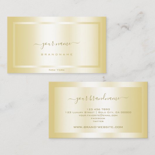 Luxe Gold-effecten met Lijst Professional Visitekaartje (Voorkant / Achterkant)