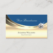 Luxe Gold en blauw met Logo mousserende diamant Visitekaartje (Voorkant)
