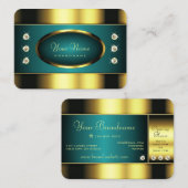 Luxe Gold en Blauwgroen met Diamonds Professional Visitekaartje (Voorkant / Achterkant)