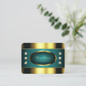 Luxe Gold en Blauwgroen met Diamonds Professional Visitekaartje (Staand voorkant)