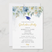 Luxe Gold en Blue Glitter Pet Graduation Party Kaart (Voorkant)