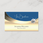 Luxe Gold en Blue met mousserende diamant Modern Visitekaartje (Voorkant)