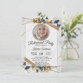 Luxe Gold- en Blue Ribbon-partij Kaart (Staand voorkant)