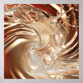 Luxe Gold en Cream Fluid Art Poster