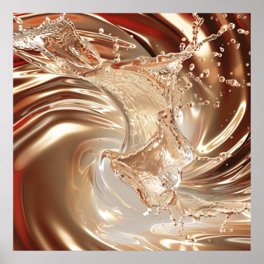 Luxe Gold en Cream Fluid Art Poster (Voorkant)