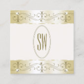 Luxe Gold en Cream-Ornamenten Initialen Vierkante Visitekaartje (Voorkant)