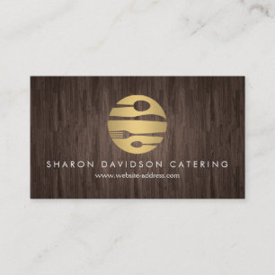 Luxe Gold en Woodgrain Catering, Restaurant, Chef Visitekaartje