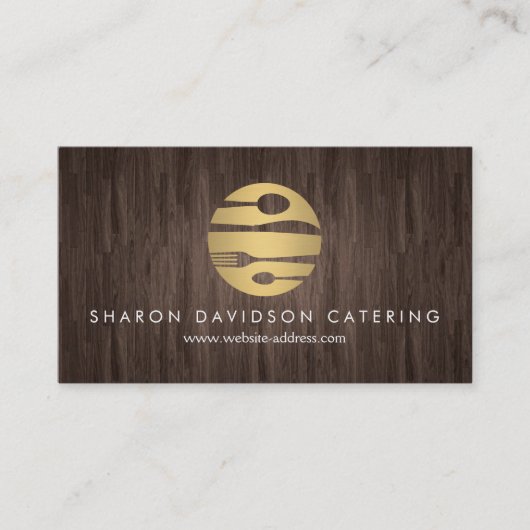 Luxe Gold en Woodgrain Catering, Restaurant, Chef Visitekaartje (Voorkant)