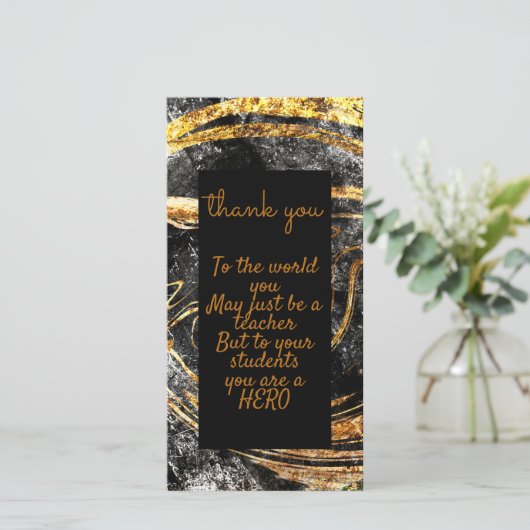 Luxe Gold en zwart  Bedankkaart (Staand voorkant)