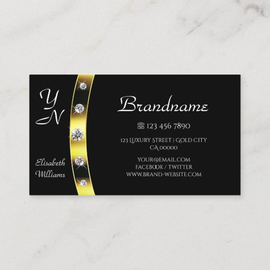 Luxe Gold en zwart met mousserende neushoorns Visitekaartje (Achterkant)