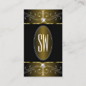 Luxe Gold en zwarte  Ornamenten Initialen Visitekaartje (Voorkant)
