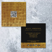 Luxe Gold en zwarte QR-code Social Media Square Vierkante Visitekaartje