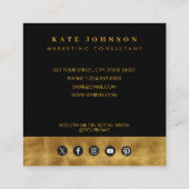 Luxe Gold en zwarte QR-code Social Media Square Vierkante Visitekaartje (Achterkant)