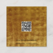 Luxe Gold en zwarte QR-code sociale media Vierkante Visitekaartje (Voorkant)