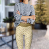 Luxe Gold Fan Pattern Zeemeermin Faux Glitter Glam Leggings