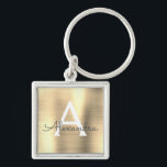Luxe Gold Faux Roestvrij Steel Monogram Sleutelhanger<br><div class="desc">Luxe Gold Faux Roestvrij staal metalen elegante Sleutelhanger. Deze Sleutelhangers kunnen worden aangepast om uw initiaal en voornaam te omvatten. Deze sleutelketens maken geweldige verjaardag,  vrijgezellenfeest of bacheloretfeesten.</div>