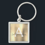 Luxe Gold Faux Roestvrij Steel Monogram Sleutelhanger<br><div class="desc">Luxe Gold Faux Roestvrij staal metalen elegante Sleutelhanger. Deze Sleutelhangers kunnen worden aangepast om uw initiaal en voornaam te omvatten. Deze sleutelketens maken geweldige verjaardag,  vrijgezellenfeest of bacheloretfeesten.</div>