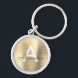 Luxe Gold Faux Roestvrij Steel Monogram Sleutelhanger<br><div class="desc">Luxe Gold Faux Roestvrij staal metalen elegante Sleutelhanger. Deze Sleutelhangers kunnen worden aangepast om uw initiaal en voornaam te omvatten. Deze sleutelketens maken geweldige verjaardag,  vrijgezellenfeest of bacheloretfeesten.</div>