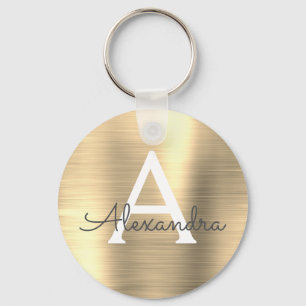 Luxe Gold Faux Roestvrij Steel Monogram Sleutelhanger