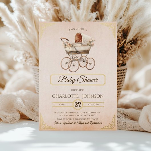 Luxe Gold Foil Baby shower Uitnodiging