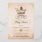Luxe Gold Foil Baby shower Uitnodiging (Voorkant)