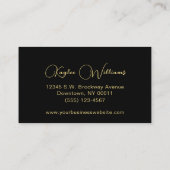 Luxe Gold Foil Black-script Visitekaartje (Achterkant)