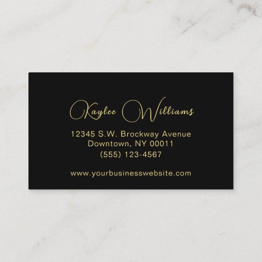 Luxe Gold Foil Black-script Visitekaartje (Achterkant)