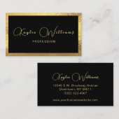 Luxe Gold Foil Black-script Visitekaartje (Voorkant / Achterkant)