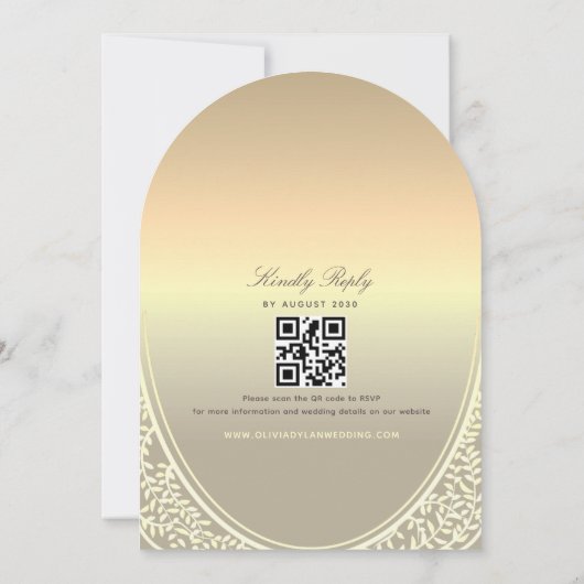 Luxe Gold Foil bruiloft uitnodiging met QR-code (Achterkant)