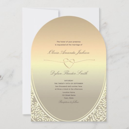 Luxe Gold Foil bruiloft uitnodiging met QR-code (Voorkant)