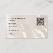 Luxe Gold Foil Elegant Script QR Code Social Media Visitekaartje (Achterkant)