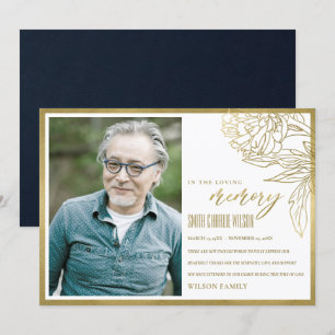 LUXE GOLD FOIL FLORAL SYMPATHY MEMORIAL FOTO THA BEDANKKAART