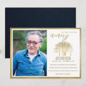 LUXE GOLD FOIL HERFST TREE SYMPATHY MEMORIAL FOTO BEDANKKAART (Voorkant / Achterkant)