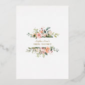 Luxe GOLD FOIL Pink Floral Bridal Tea Party Folie Uitnodiging (Achterkant)