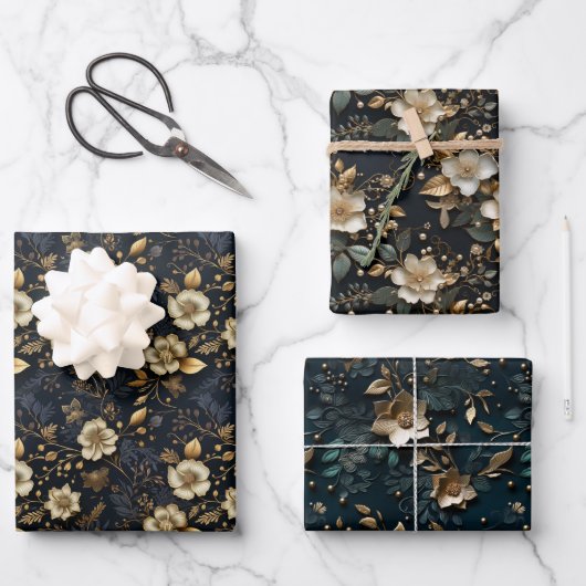 Luxe Gold Folie Digitaal Papier voor Kerstmis Inpakpapier Vel (Voorkant)