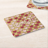 Luxe Gold Folie Roze Harten Onderzetters (Schuin)