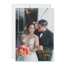 Luxe Gold Folie Wedding Dank u kaart met foto