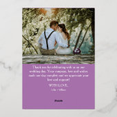 Luxe Gold Folie Wedding Dank u kaart met foto (Achterkant)