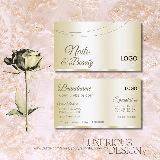Luxe Gold Glamoureus met Logo Professional Visitekaartje
